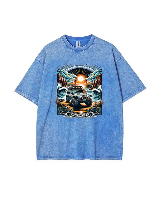 Coastal Trailblazer Mineral Wash T-Shirt - Unisex Teen Beach Shirt, Perfect for Casual Wear, Summer & Holidays - Cool & Classic Tee