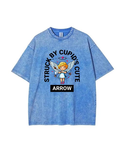 Cute Love Angel Streetwear Mineral Wash T-shirt - Unisex Teen Gift for Casual, School, Summer and More - Beach Shirt, Cool and Classic Tee