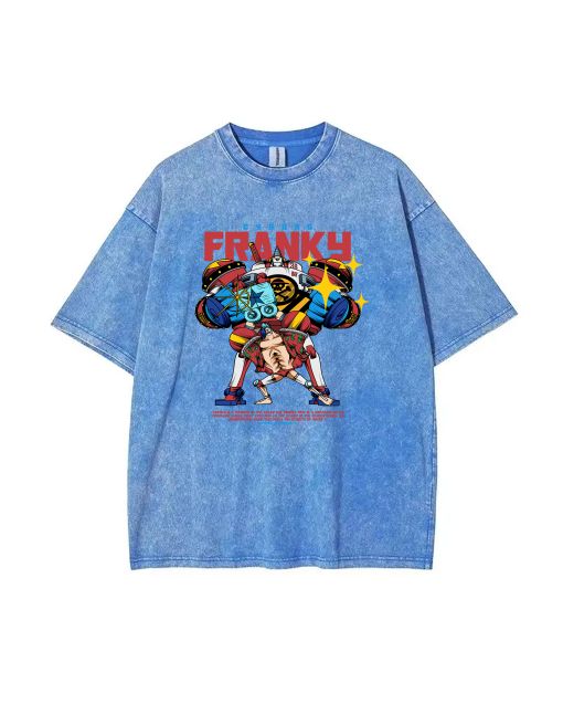 Cyborg Franky Mineral Wash T-Shirt - Unisex Tee for Casual Wear, School & Gifts - Beach Shirt with Cool Classic Design | Limited Edition