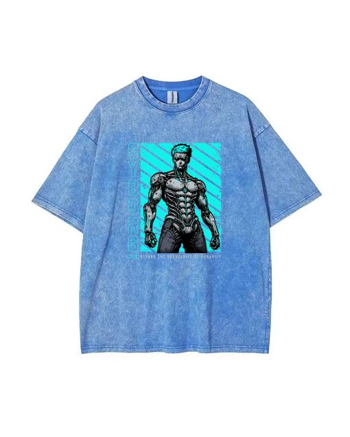 Cyborg Man of Steel Mineral Wash T-Shirt - Unisex Teen Beach Shirt, Cool & Classic Casual Wear, Perfect Gift for Summer & Holidays