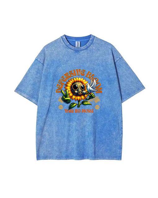 Defensive Bloom Sunflower Gas Mask Teen T-Shirt - Summer School & Weekend Wear | Bday & Holiday Gift | Men's Flannel & Oversized Style