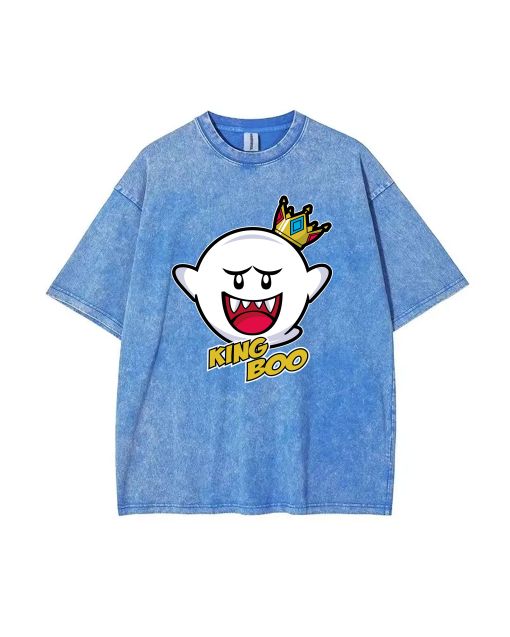 RETRO King Boo Mineral Wash T-Shirt - High-Quality Cool T-Shirt for Teens | Unisex Beach Shirt, Perfect for Casual Wear, Summer & Holidays