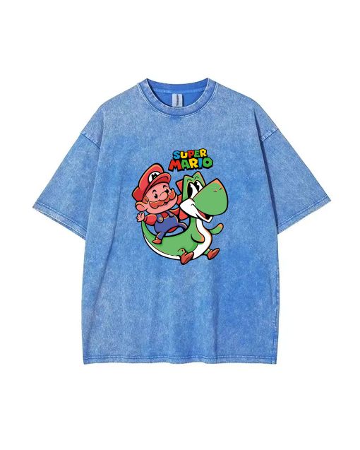 Retro Mario 86 Mineral Wash T-Shirt - Cool & Classic Beach Shirt for Unisex Teens - Perfect for Casual Wear, School & Summer - Great Gift Idea!