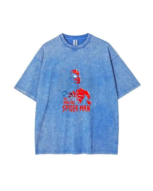 Spiderman Mineral Wash T-Shirt - Unisex Teen Beach Shirt for Casual Wear and Gifts - Cool and Classic T-Shirt for Summer and Holidays