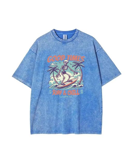 Surf and Chill Unisex Teen T-Shirt - School & Weekend Summer Casual Wear | Birthday & Holiday Gift | Men's Flannel & Oversized Style