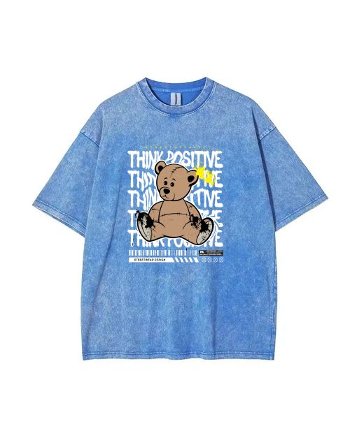 Teddy Bear-106 Mineral Wash T-Shirt: Unisex Beach Shirt for Teens - Cool, Classic T-Shirt for Casual Wear, School, Gifts, Summer and Holidays