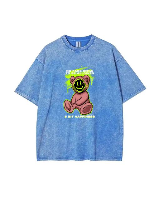 Teddy Bear-45 Mineral Wash T-Shirt: Unisex Beach Shirt for Teens - Cool & Classic Casual Wear, Perfect Gift for Summer & Holidays!