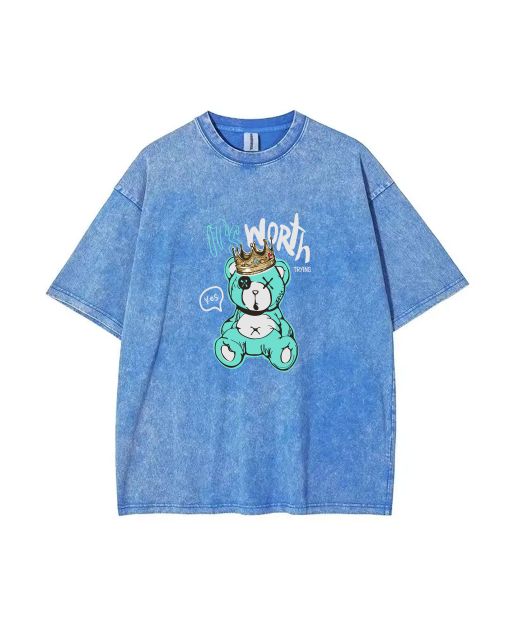 Teddy Bear-84 Mineral Wash T-Shirt: Cool Beach Shirt for Unisex Teens - Classic & Versatile Casual Wear, Great Gift for Summer or Holidays!