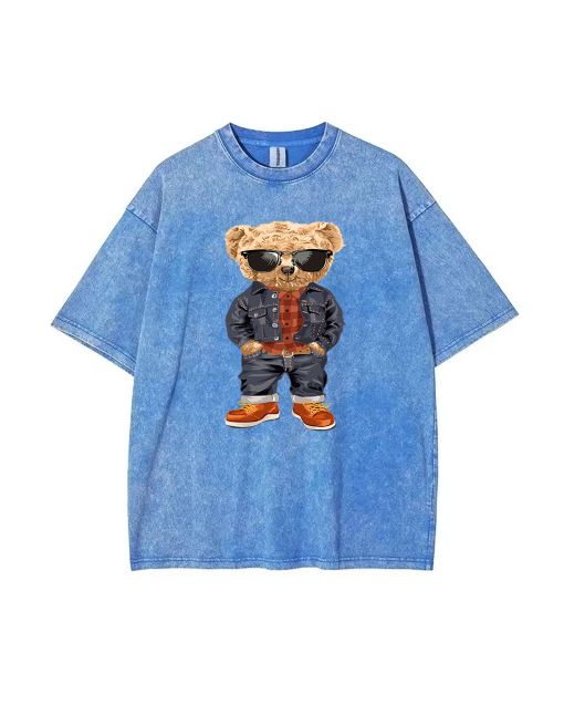 Unisex Teddy Boss () Mineral Wash T-Shirt - Perfect for Casual Wear, School, and Summer - Beach Shirt with Cool and Classic Design