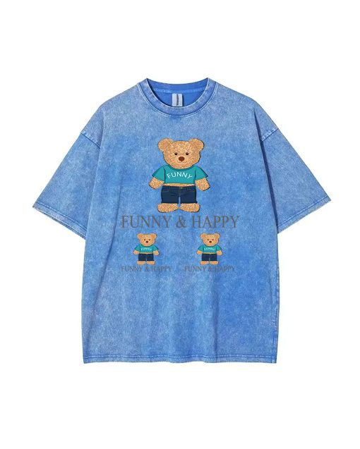 Fun and Stylish Teddy Funny Mineral Wash T-Shirt for Unisex Teens - Perfect for Casual Wear, School, and Beach Days - Cool and Classic Design!