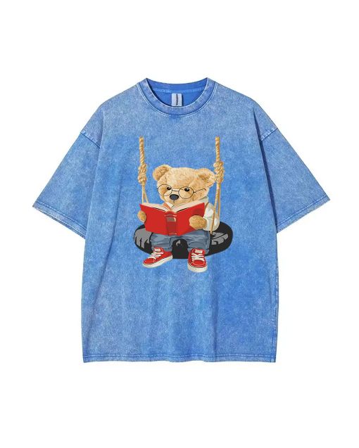 Teddy News Mineral Wash T-Shirt - Unisex Cool Beach Shirt for Teens | Classic Tee for School, Casual Wear, & Summer | Great Gift Idea