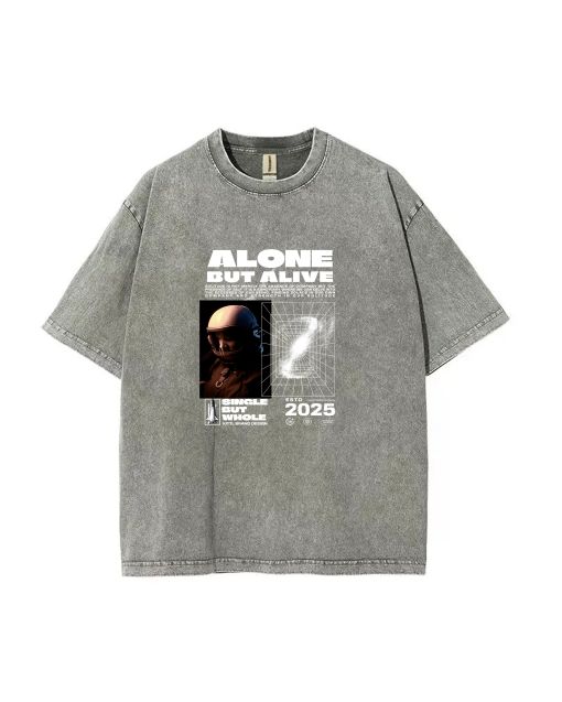 Alone But Alive Unisex Teen T-Shirt - School & Weekend Casual Wear | Men's Oversized Flannel Style | Perfect Birthday & Holiday Gift