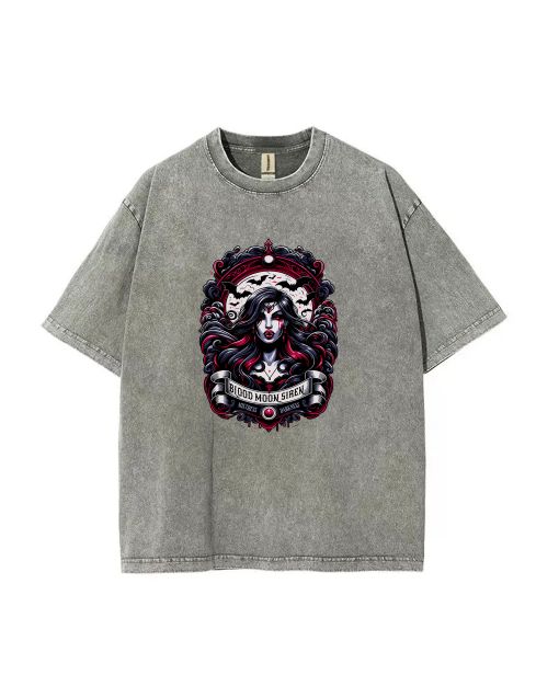 Blood Moon Siren Unisex Teen T-Shirt - Summer Casual for School & Weekends | Birthday & Holiday Gift | Men's Flannel & Oversized