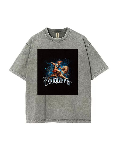 Conqueror Mineral Wash T-Shirt: Unisex Cool Beach Shirt for Teens - Casual, School, Holidays - Classic Tee, Men's & Women's Sizes