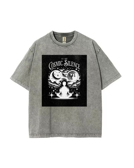 Cosmic Silence Mineral Wash T-Shirt - Unique Unisex Beach Shirt | Cool T-Shirts for Teens | Classic Design for Casual Wear, School & Summer Holidays