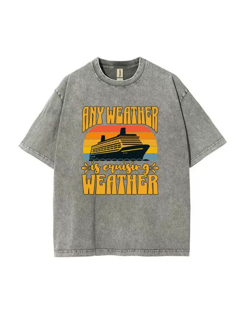 Cruising Weather Mineral Wash T-Shirt - Unisex Beach Shirt for Teens | Cool & Classic Gift for Summer Holidays | Casual Wear Essential