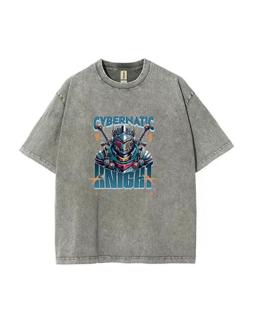 Cybernetic Knight Knight Mineral Wash T-Shirt: Cool Unisex Beach Shirt with Classic Style for Teens - Perfect for Casual Wear and Summer Holidays!