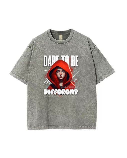 Dare to be Different Mineral Wash T-Shirt: Unisex Teens Beach/Casual Shirt - Cool, Classic Tee for Summer & Holidays, Perfect Gift!