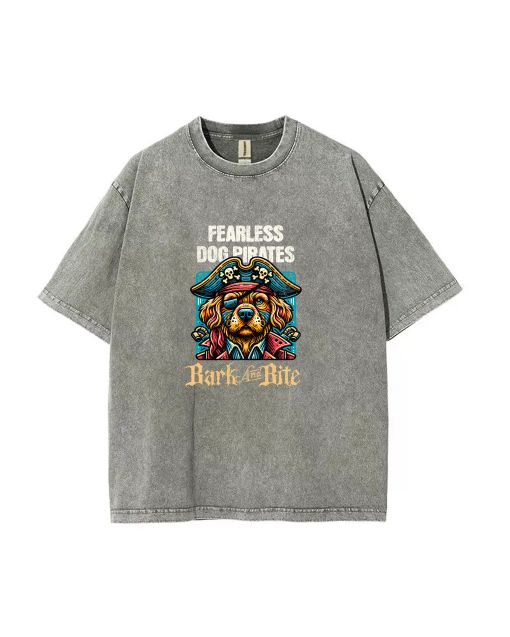 Unisex Dog Pirates Mineral Wash T-Shirt: Cool Beach Shirt for Casual and Gift-Giving, Perfect for Summer and Holidays - Get Yours Now!