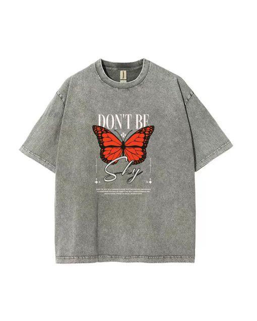 Show Your Confidence in Our Don't Be Shy Mineral Wash T-Shirt - Perfect for Casual Wear, School, Gifts & Beach - Shop Now for Cool, Classic Style!