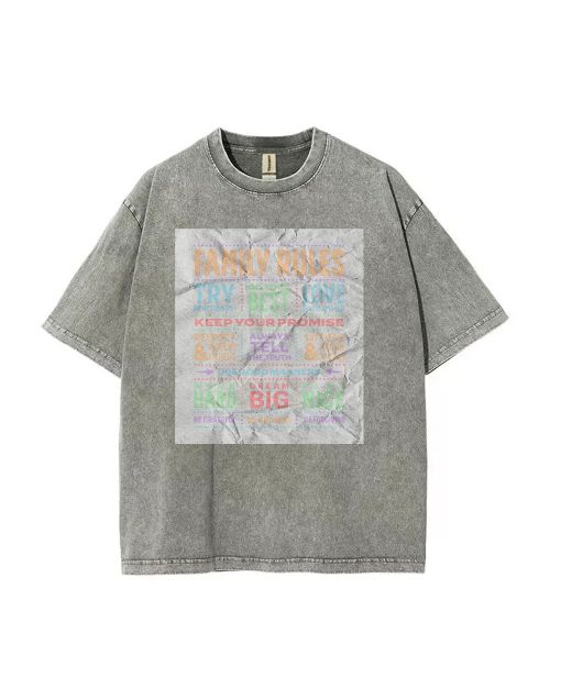 Family Rules Tee - Unisex Teen T-Shirt for School & Weekends | Summer Casual Wear | Men's Flannel & Oversized Style | Birthday & Holiday Gift