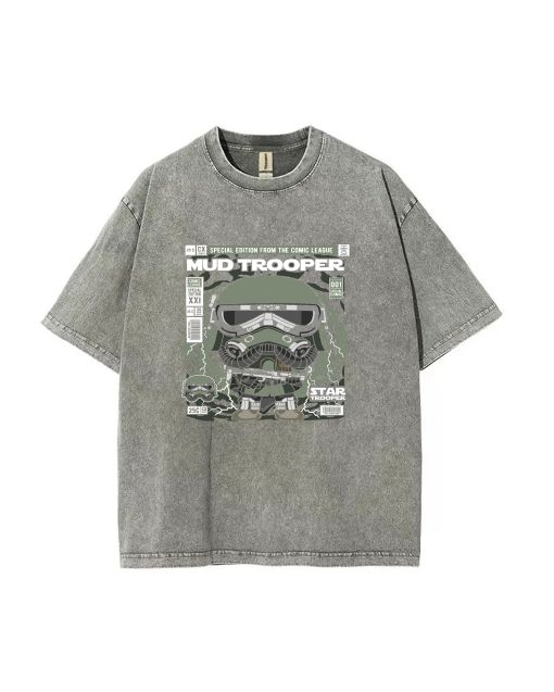 Mud Trooper Mineral Wash T-Shirt: Cool, Classic Unisex Beach Shirt | Perfect for Casual Wear, School, Gifting | Summer & Holiday Essential!