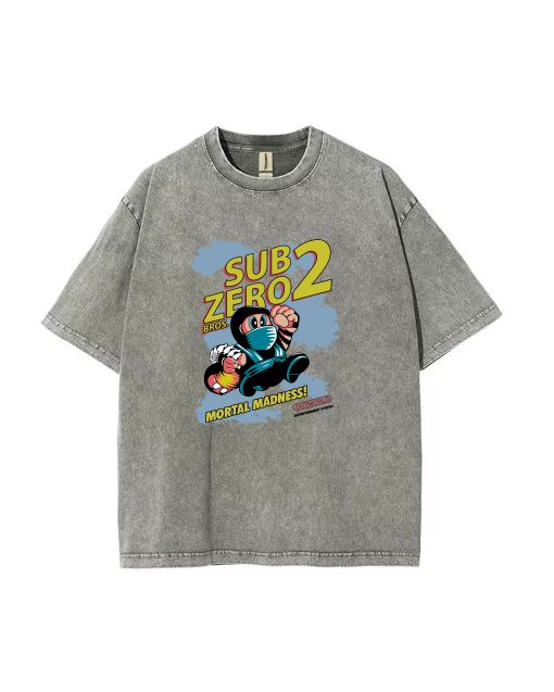 Retro Sub Zero Bros Mortal Madness Mineral Wash T-Shirt | Cool Beach Shirt for Unisex Teens | Classic Summer Tee for Casual Wear & Gifts