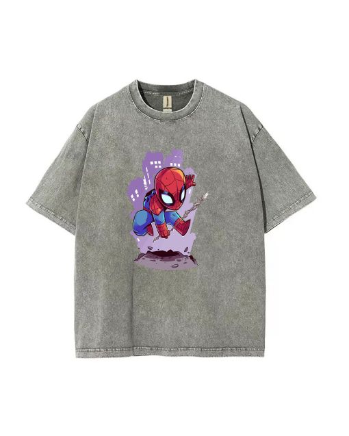 Spider Man Mineral Wash T-Shirt - Unisex Teens Beach & Casual Wear - Cool & Classic T-Shirt - Perfect Gift for Summer & Holidays