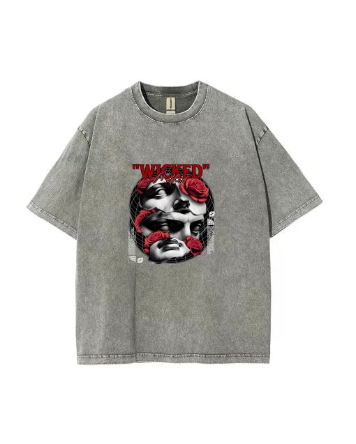 Streetwear Graphic Red Mineral Wash T-Shirt | Cool Beach Shirt for Teens | Classic Unisex T-Shirt for Casual Wear, School, Gifts, Summer & Holidays