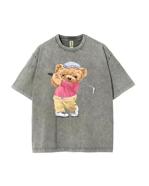 Effortlessly stylish teddy golf Mineral Wash t-shirt - perfect for casual wear, school, and summer adventures. Unisex design for teens. Shop now!