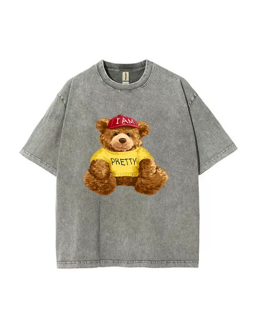 Teddy Pretty Mineral Wash T-Shirt | Unisex Beach & Casual Tee | Cool & Classic Style for Teens | Perfect Gift for Summer Holidays