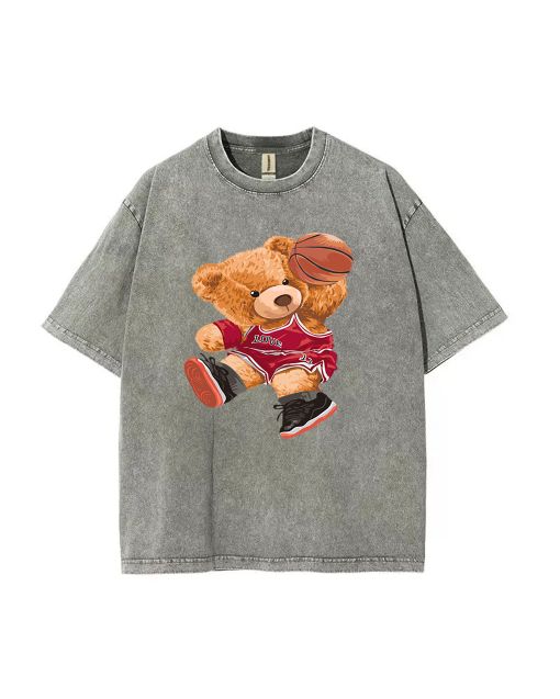 Unisex Teddy Volleyball Mineral Wash T-Shirt for Teens - Perfect for Casual Wear, School, and Beach Days - Cool and Classic Design