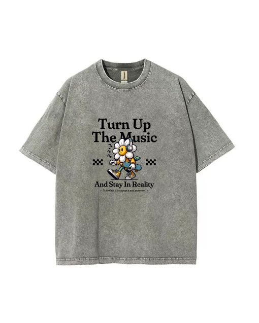 Turn Up The Music Unisex Teen T-Shirt - Summer Casual Wear for School & Weekends | Birthday & Holiday Gift | Men's Flannel & Oversized Style