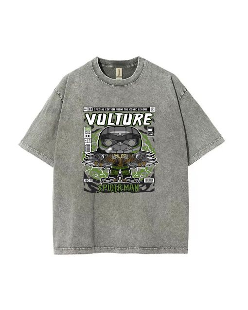 Vulture Spiderman Mineral Wash T-Shirt - Trendy Unisex Beach & Casual Wear - Cool & Classic Tee for Teens - Perfect Gift for Summer & Holidays!