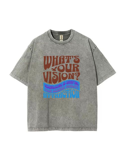 Unisex What Is Your Vision Mineral Wash T-Shirt for Casual Wear, School, and Beach | Cool Classic Tee for Teens | Perfect Summer or Holiday Gift