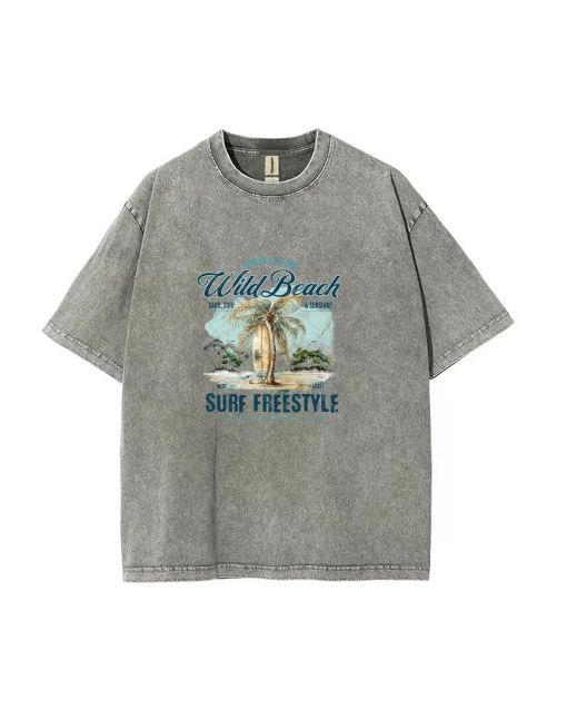 Wild Beach Surf Freestyle Unisex Teen T-Shirt - School & Weekend Casual Wear | Birthday & Holiday Gift | Men's Flannel & Oversized Style