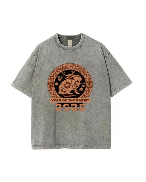 Year Of The Rabbit 2025 Unisex Teen T-Shirt - Summer Casual Wear | School & Weekend Style | Birthday & Holiday Gift | Men's Flannel & Oversized Fit