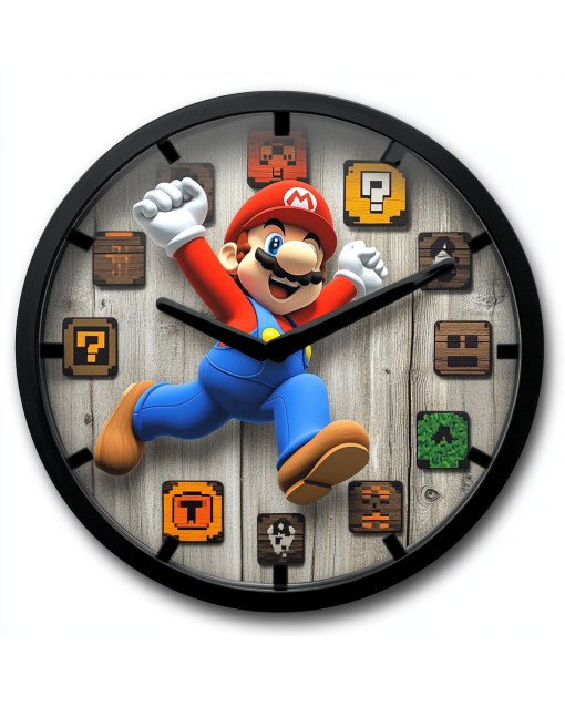 Mario Custom Wall Clock - Stylish Home Decor for Video Game Fans & Gift Shoppers | Functional Wall Time Piece with Digital Display