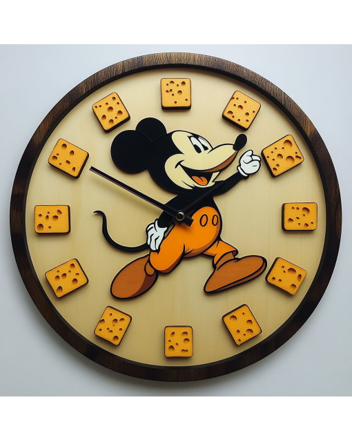 Custom Mighty mouse in a flying pose, Wooden Wall Clock for Home Decor Living Room, Kitchen and Kid Decorations Gifts