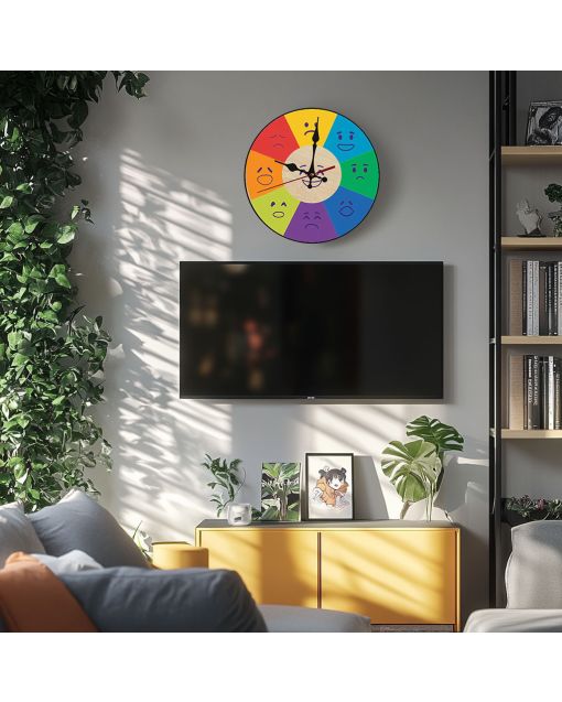 Custom Psychologist's emotion wheel, Wooden Wall Clock for Home Decor in Living Room, Kitchen and Kid Decorations Gifts