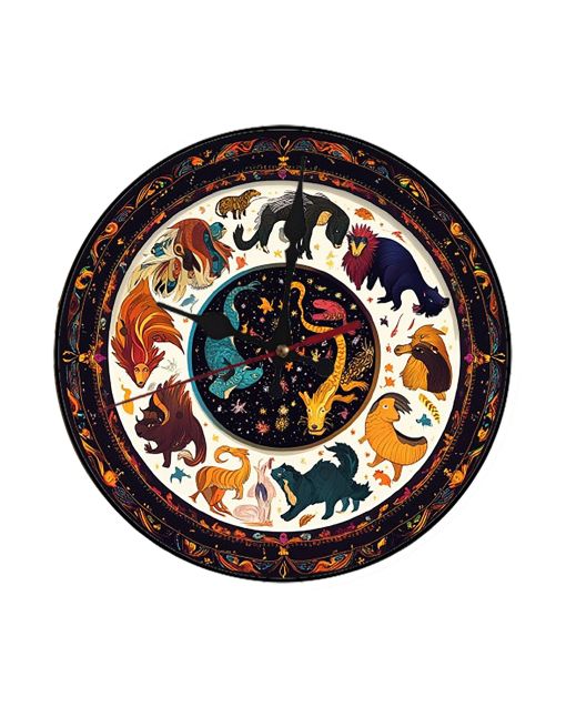 Custom Sacred animals, Wooden Wall Clock for Home Decor in Living Room, Kitchen and Kid Decorations Gifts