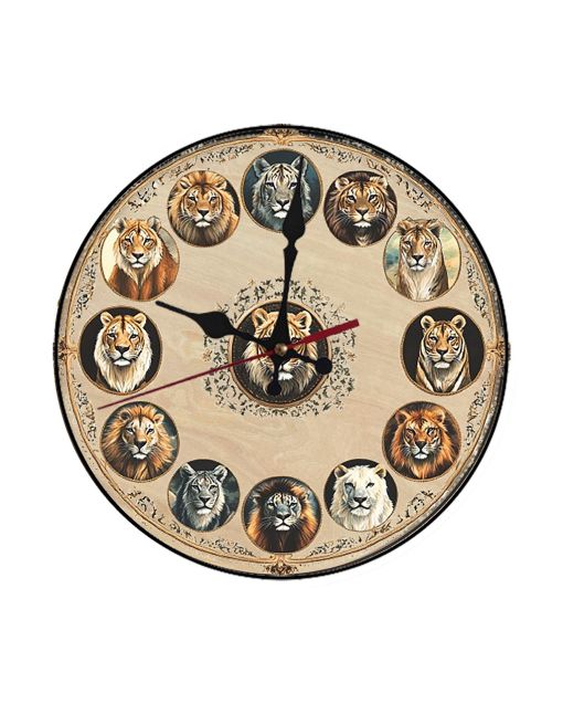 Custom Wildlife portraits in circular frame, Wooden Wall Clock for Home Decor Living Room, Kitchen and Kid Decorations Gifts