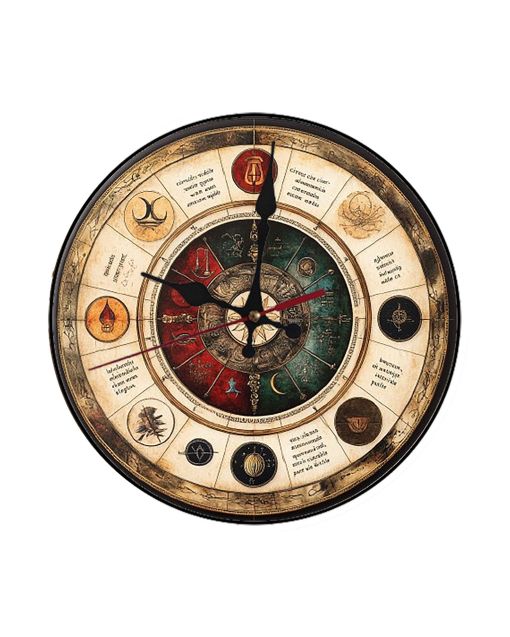 Custom Alchemical zodiac wheel, Wooden Wall Clock for Home Decor in Living Room, Kitchen and Kid Decorations Gifts