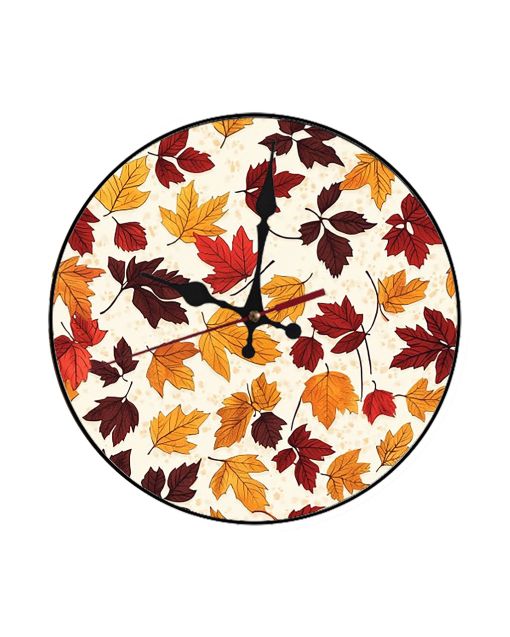 Custom Autumn leaves pattern, Wooden Wall Clock for Home Decor in Living Room, Kitchen and Kid Decorations Gifts