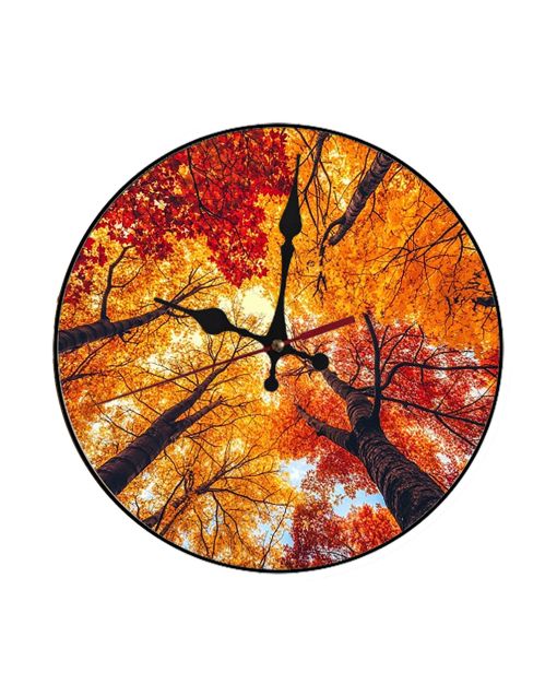 Custom Autumn tree canopy, Wooden Wall Clock for Home Decor in Living Room, Kitchen and Kid Decorations Gifts