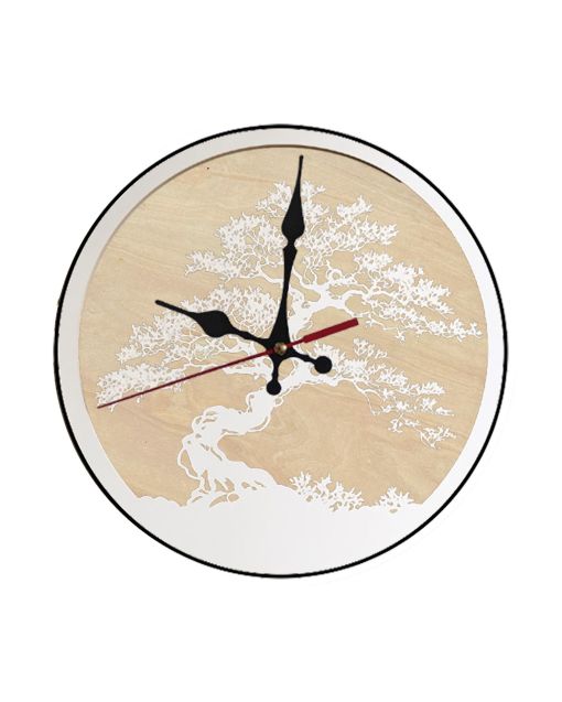 Custom Bonsai tree, Wooden Wall Clock for Home Decor in Living Room, Kitchen and Kid Decorations Gifts