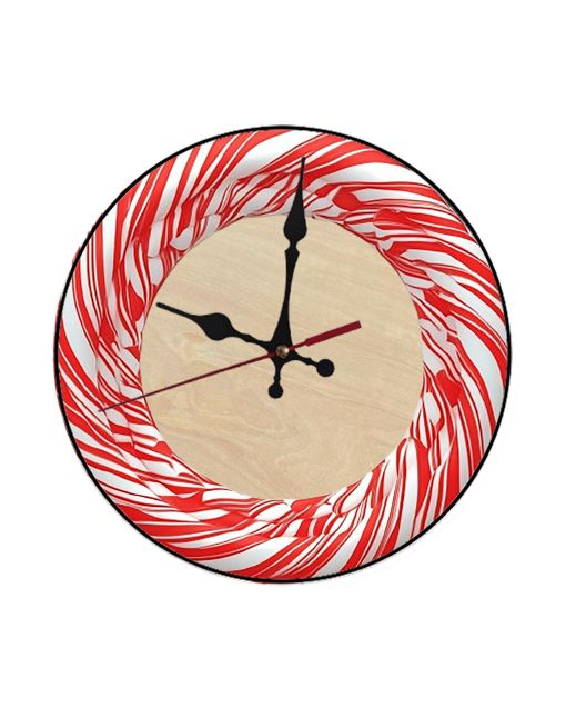 Custom Candy cane, Wooden Wall Clock for Home Decor in Living Room, Kitchen and Kid Decorations Gifts