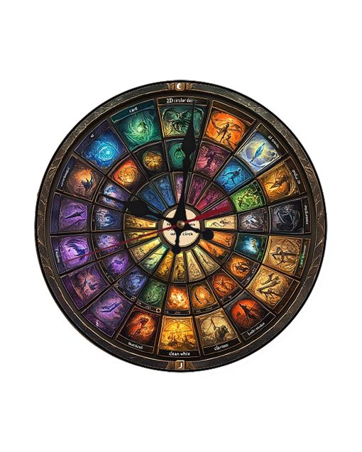 Custom Card game elements forming strategic spiral, Wooden Wall Clock for Home Decor in Living Room, Kitchen and Kid Decorations Gifts