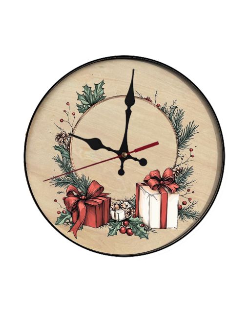 Custom Christmas present metamorphosis, unwrapping sequence, Wooden Wall Clock for Home Decor in Living Room, Kitchen and Kid Decorations Gifts