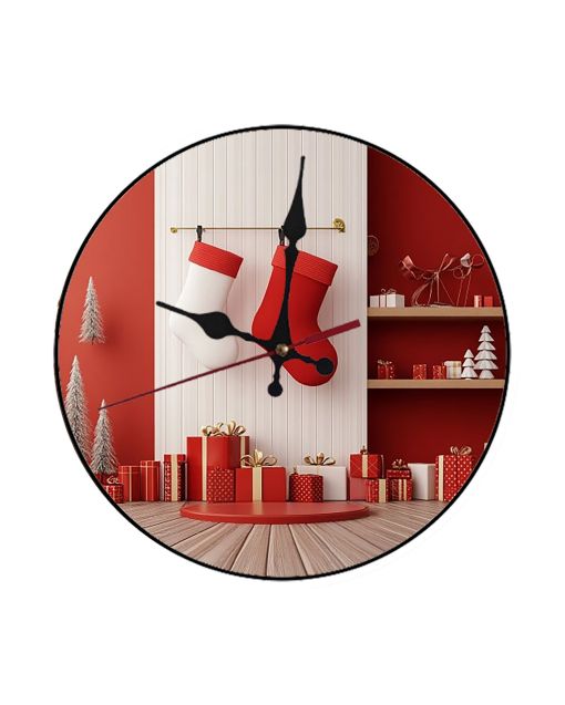 Custom Christmas stocking inspection office, Wooden Wall Clock for Home Decor in Living Room, Kitchen and Kid Decorations Gifts